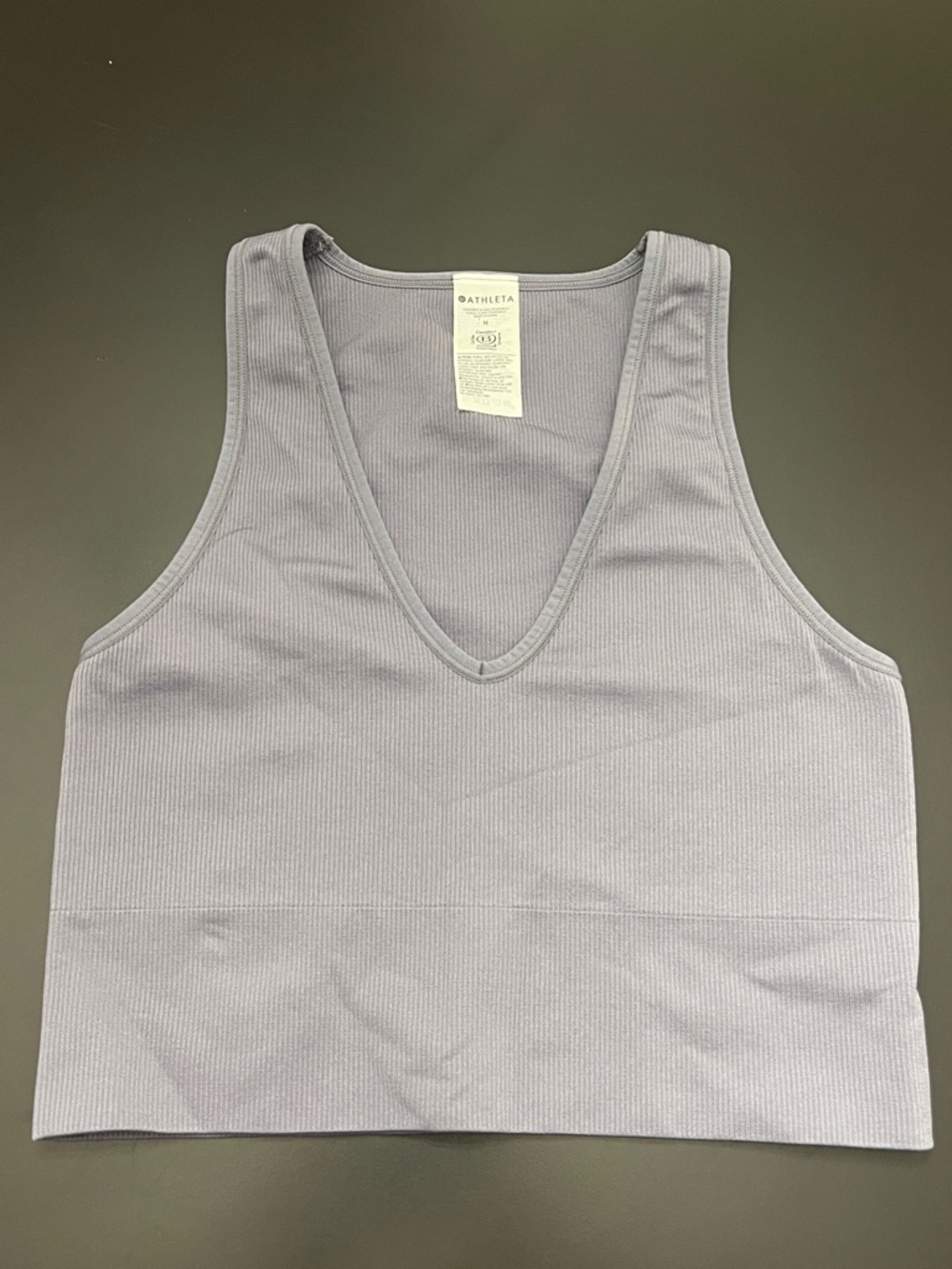Athleta Aurora Seamless Ribbed V-Neck Crop Tank Lavender Medium
